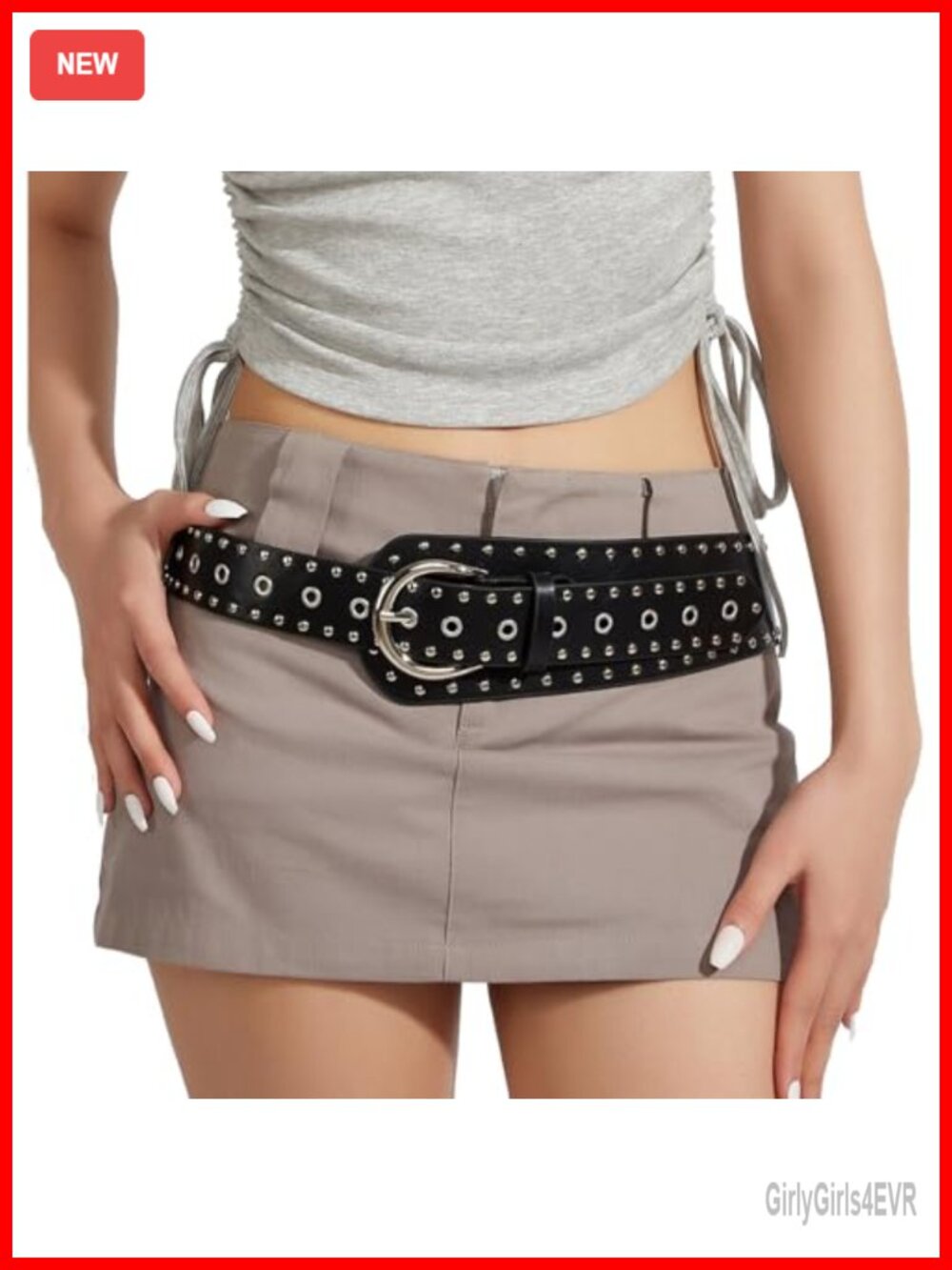 Vintage Wide PU Leather Belt Women Retro Metal Rivets Buckle Punk